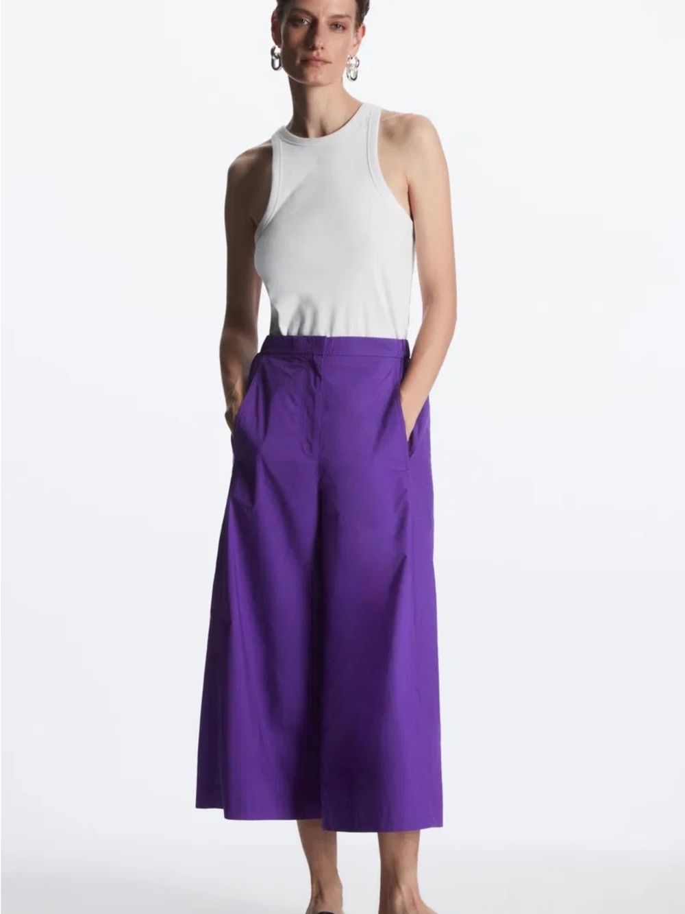 NWT COS Cotton Culottes Gaucho Pants Purple Womens Size 2 Wide Leg